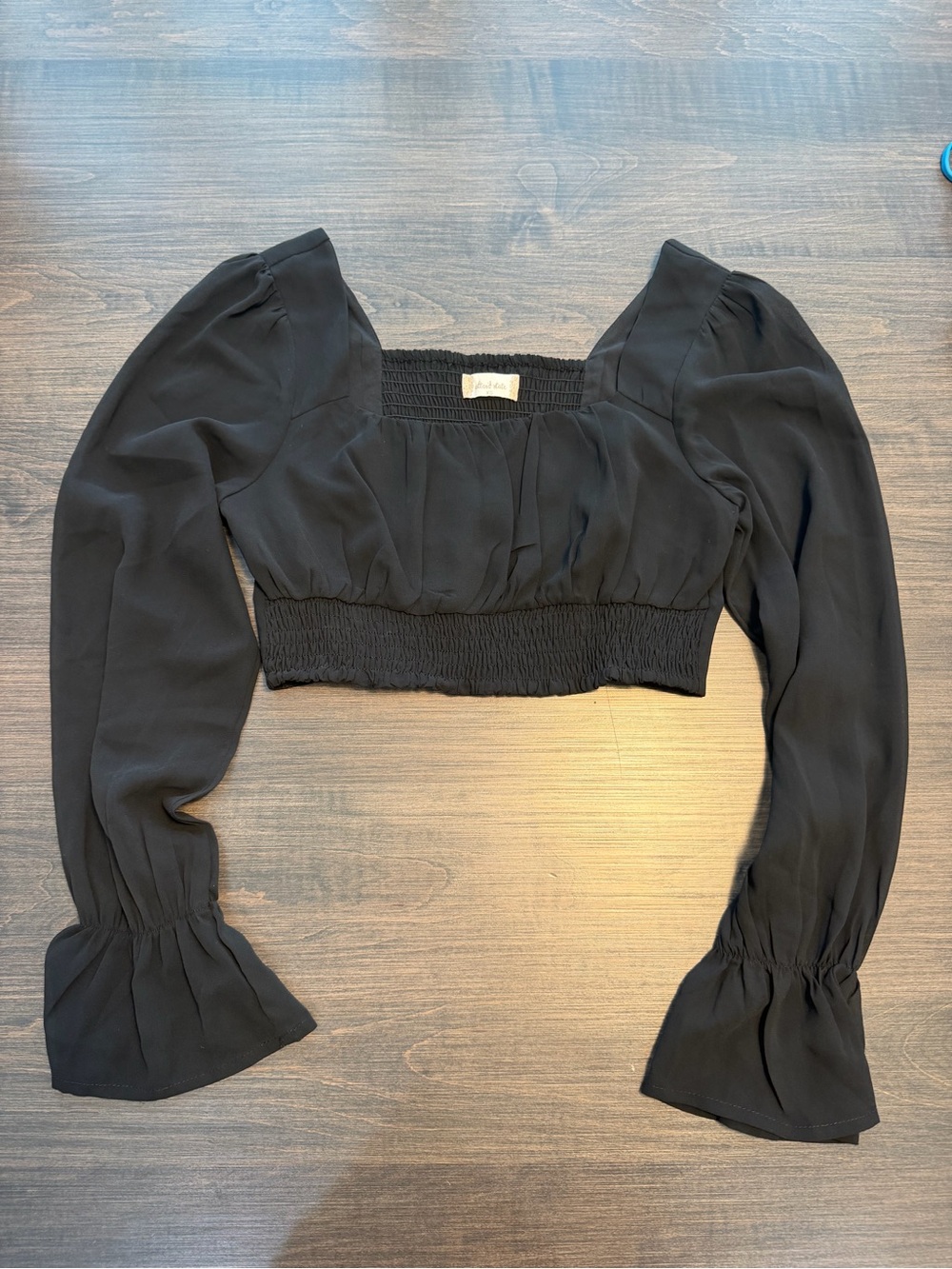 Altar'd State Black Long-Sleeve Crop Top